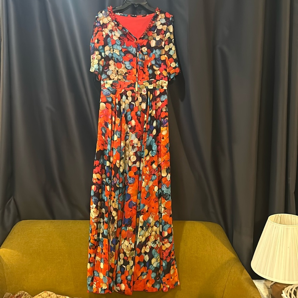 Satin Multicolored Maxi Dress